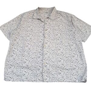 Vintage Classics Button Down Shirt Wide 90's Abstract Print Tan Black‎ Retro XL